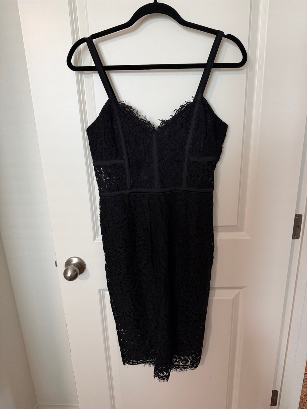 Black Lace Spaghetti Strap Sheath Dress